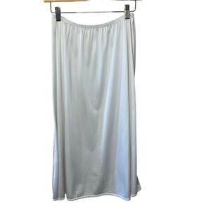 VTG Vanity Fair Silkey Off White Midi Classic Slip Skirt Medium